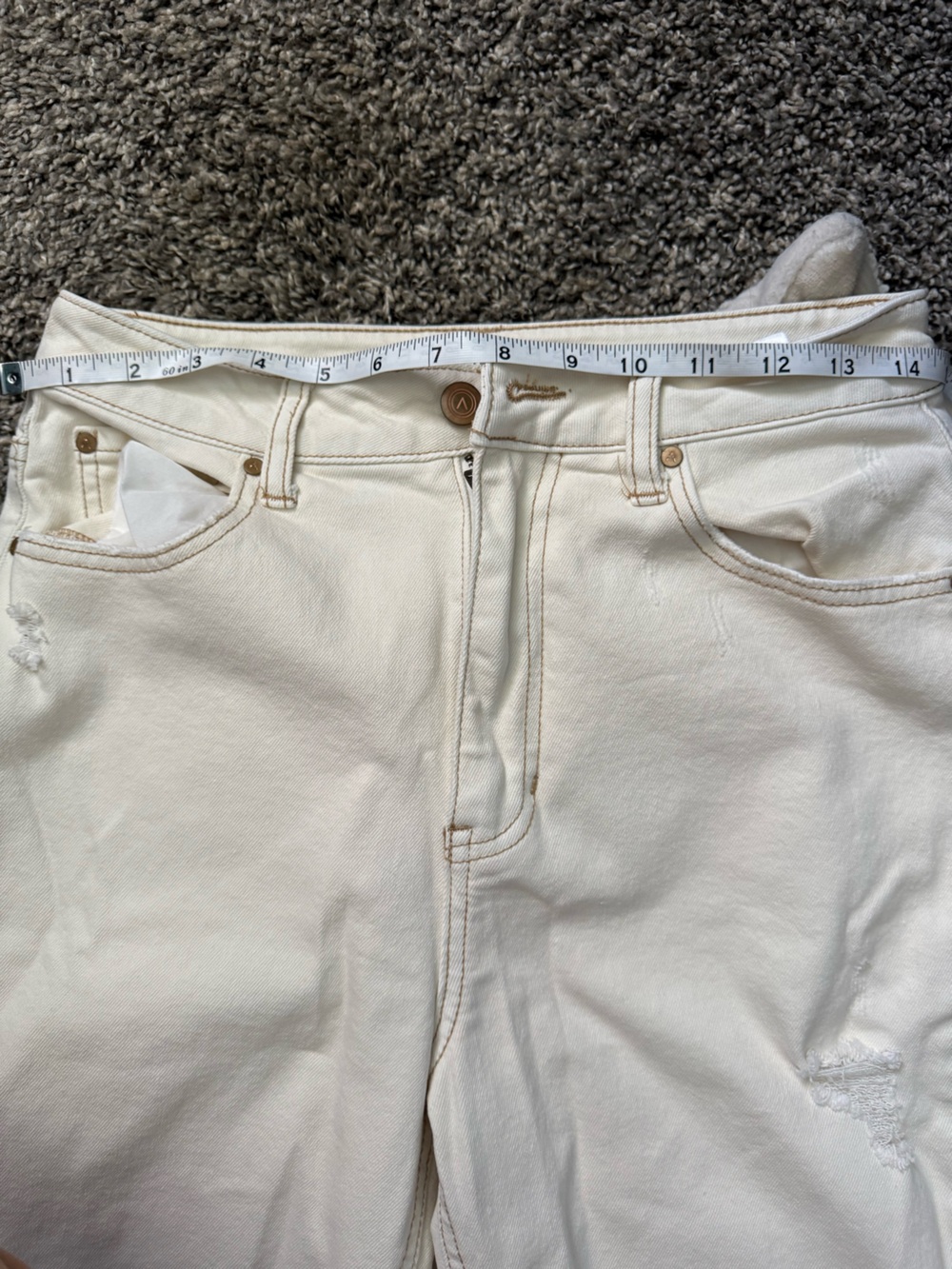 Cream High Rise Jeans - Picture 2 of 6